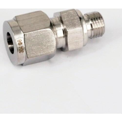 Fit Tube O/D 8mm To M10x1 Female 304 Stainless Ferrule Pneumatic Fitting Pressure Gauge