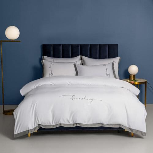 Satin Polyester Duvet Cover Queen King Size White Color Bedding For Double Bed Plain Dyed Queen Quilt Covers (No Pillowcase)