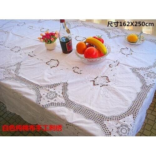 Special white tablecloth old hand embroidery cotton bed cover hand-empty multi-use cover cloth