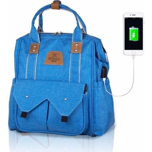Mother Care Baby and Backpack Smart Bag Sweet With Integrated USB Input Waterproof Stain-proof Fabric Mom Travel Kids Baby Bag