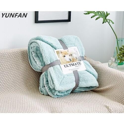 Warm Soft Fleece Blankets Double Layer Thick Plush Throw on Sofa Bed Plane Solid Bedspreads Home Textile 1PC winter kids blanket