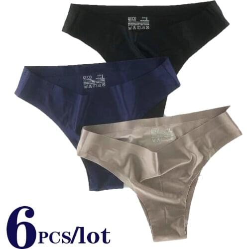 QUCO Brand Panties Womens Underwear Sexy Seamless Sports Female Briefs High Quality T-back G-string Women Thongs Ice Silk Thong
