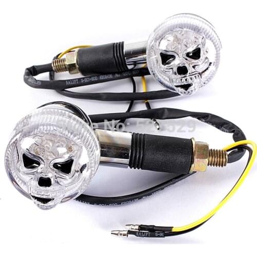 2PCS Motorcycle Skull Skeleton Turn Signal Light Indicator Amber For Yamaha Raider S XV 1900 XV1900 Stratoliner Midnight Deluxe