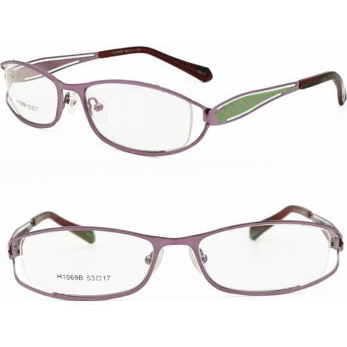 Timeless designer metal rectangle-oval shape fullrim printing pattern temple tendy optical eyeglass frames for women
