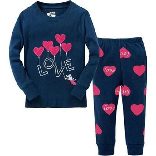 Spring Autumn Cartoon Pajamas For Girls Boys Childrens Sleepwe Long-Sleeves Cotton 2pcs Pyjamas Set Baby Clothes Kids Nightwear