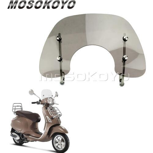 Light Smoke Motorcycle Windshield Air Deflector Windscreen for Vespa Primavera 150 Flyscreen Scooter Touring Screen