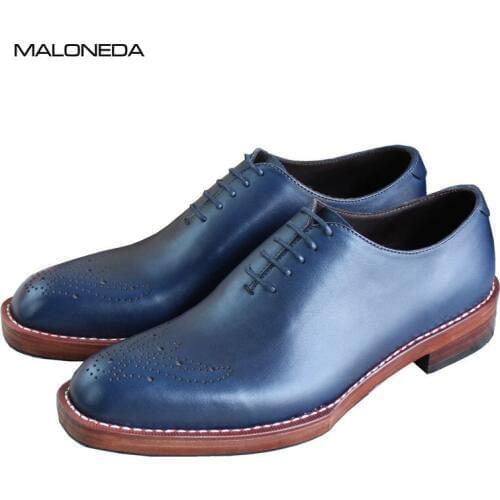 MALONEDA High Quality Luxurious Goodyear Handmade Mens Brogue Oxfords Formal Shoes Double Layers Bottom Genuine Leather