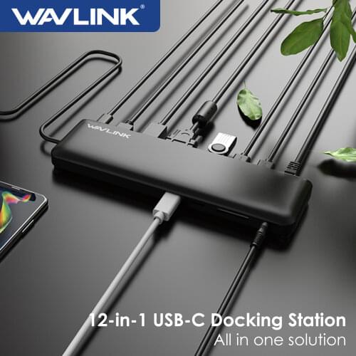 Wavlink Laptop USB-C Triple Display Docking Station Laptop USB Hub 100W PD Support DPI\VGA Video Output For Windows/MAC OS