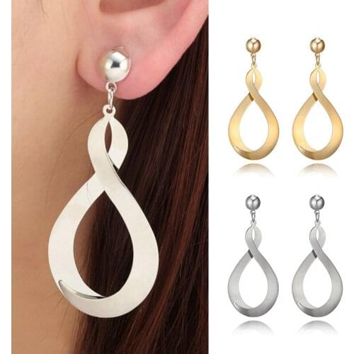 Women 8 Digital Circles Glossy Earrings Metal Letters Shiny Temperament Earrings Jewelry