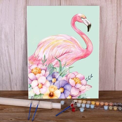 Animal Bird Flamingo DIY Painting By Numbers Set Acrylic Paints 50*70 Boards By Numbers New Design Kids Handicraft Wholesale