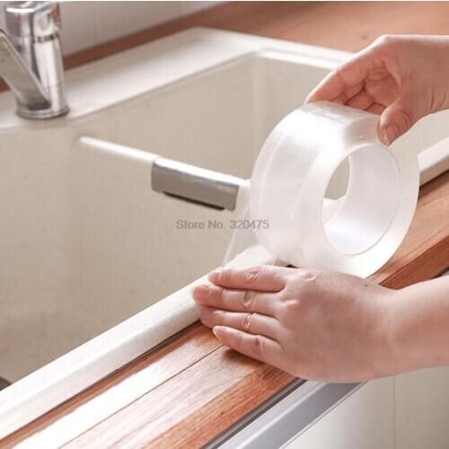 100pcs Self-adhesive Tape Kitchen Sink Waterproof Strong Mold Transparent Bath Tub Toilet Gap Strip Pool Water Seal