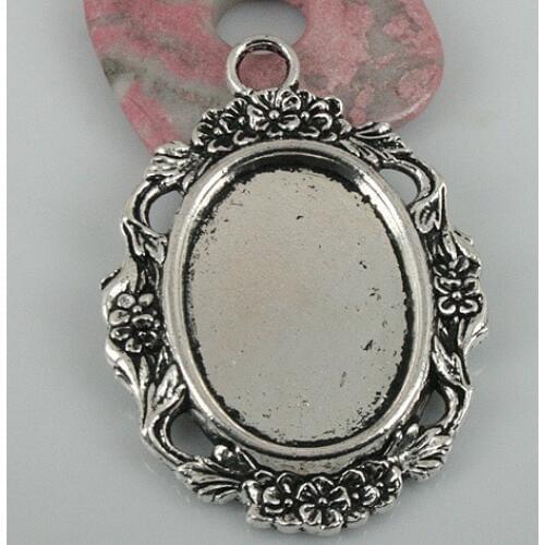 2pc tibetan silver big flower rim cabochon settings/photo frame EF0422