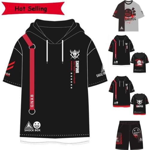 Game Arknights 3D Hooded T Shirt Rhodes Island Texas Amiya Nian Chen Lappland Exusiai Surtr Nightingale Saria Cosplay BlackShort