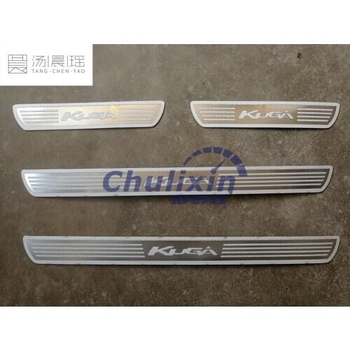 4pcs/lot car stickers styling for 2013-2016 Ford KUGA ultra-thin Stainless Steel Door Sill Scuff Plate