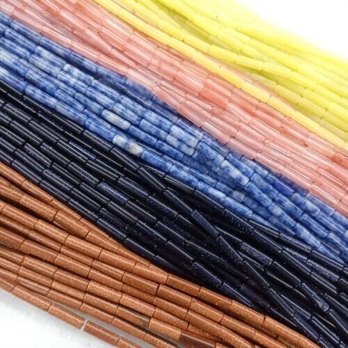 4x13mm Natural Crystal Multicolor Tube Cylindrical Beads Semi-gem Jewelry Making Handmade DIY Necklaces Bracelets Accessories