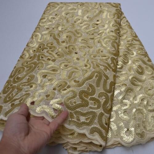 5yards/pc) high quality hand cut African organza lace fabric in gold with wonderful sequins embroidery newest for party OP151