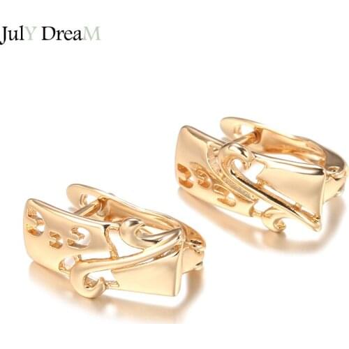 585 Rose Gold Hollow Clip Earrings Natural Metal Carved Hollow Letter V Handmade High Quality Party Jewelry Love Drop Earrings