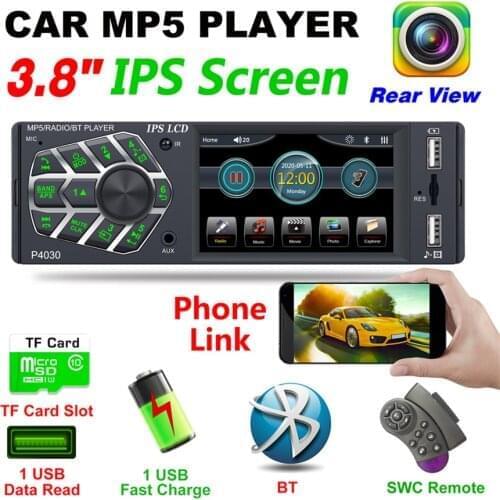 Car 3.8" IPS screen Bluetooth RMVB/MP5/Radio/Bluetooth Player FM Radio with Dynamic Rear View Camera Support Micophone