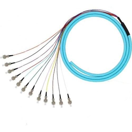Free ShippingFiber Optic Bundle Pigtail ST Multimode MM OM1 62.5/125 12 Core Pigtail ST factory Patch Cord