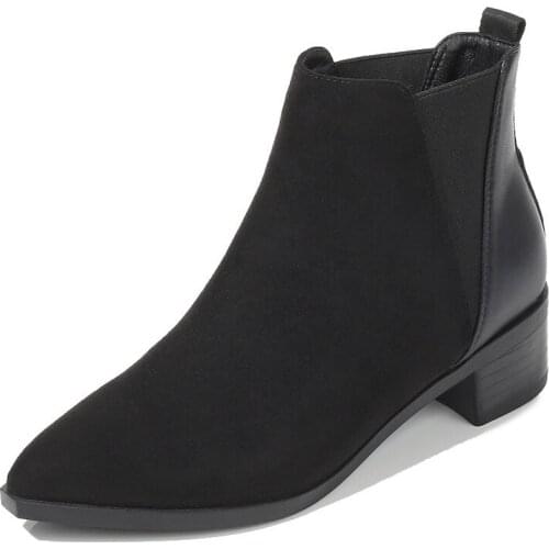 Boots Womens Autumn Winter 2021 New Semi-High Heeled Pointed Toe Fashion Square Heels Breathable Causal Women Ankle Boots