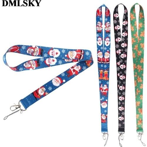 24pcs/lot DMLSKY Christmas series Lanyard Keychain Creative Christmas gift Lanyard For Keys Badge ID Cards Holders Chain M4045
