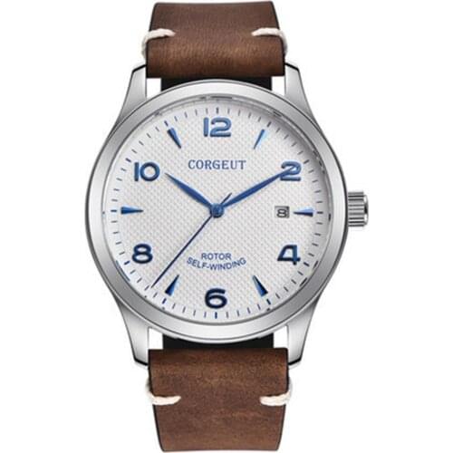 Polished Silver Case Watch For Men Sapphire Stainless Steel Leather Nylon Strap Automatic Mechanical Wristwatches Male Clock