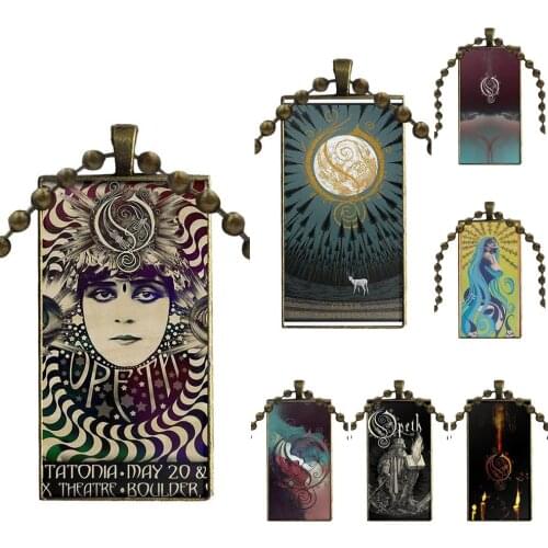 For Girls Handmade Gift Opeth Glass Pendant Necklace Handmade Half Pendant Rectangle Necklace