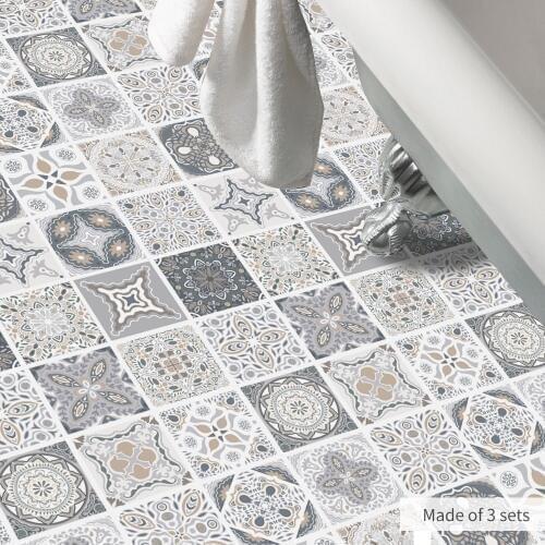 Funlife Europe Waterproof Imitation Tile Wall Stickers Retro Bathroom PVC Floor Wall Sticker DIY Home Decor Art Wall Decal DB098