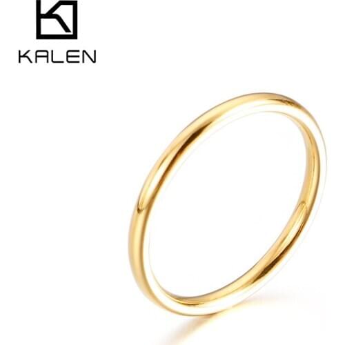KALEN Simple Design Classic Mini Geometric Metal Polished Surface New Product Flat Stainless Ring Jewelry Gift For Woman
