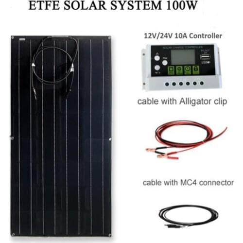Solar Panel Kit 200W 100W 12V 24V Flexible ETFE Panel Power Battery Charger Energy System