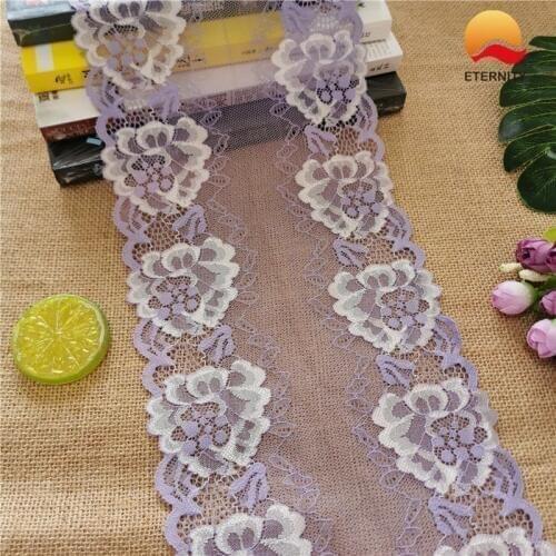 G-3 E1072 18CM Lace Elastic Fabric Ribbon For Fabric Wedding Elastic Decoration White Large Edge