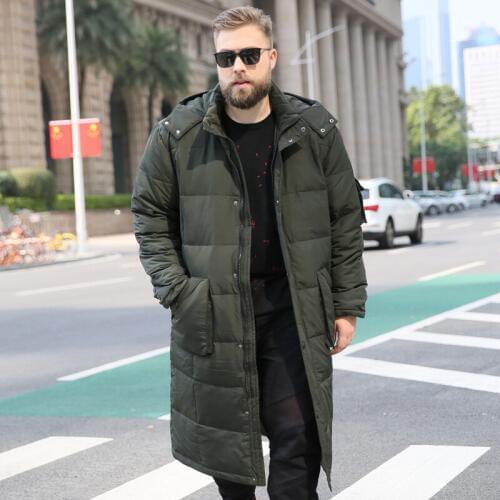 2019 Mens Long Over the Knee Cotton coat Male White Duck Down Warm Black jacket Thick Winter Casual Winter Clothes Size XL-10XL