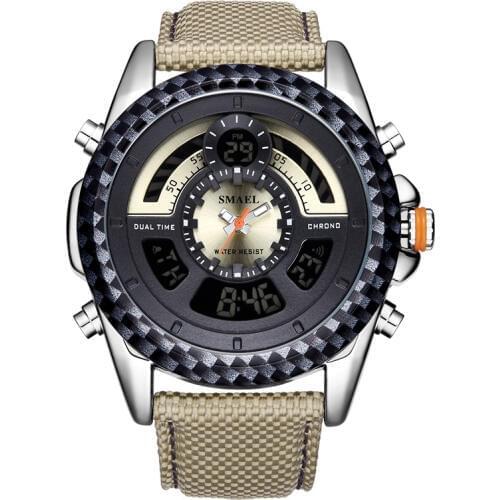 SMAEL Men Watches Led Display Analog Digital Quartz Wristwatches Men Electronic Wristwatches Men Big Dial Sports Watches 1369