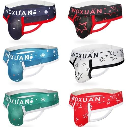 Mens Underwear Sexy Gay Cotton Underpants Printed Thongs U Convex Pouch Low Rise Jockstrap Male Homme Panties Cueca Masculina