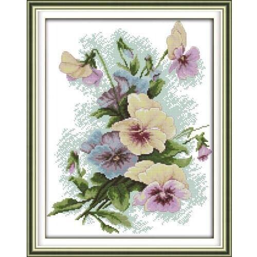 Pansy (2) cross stitch kit flower 14ct printed fabric canvas stitching embroidery DIY handmade needlework