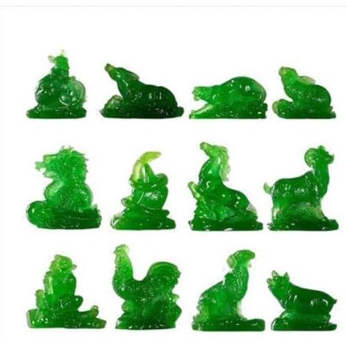 12PC SET Zodiac pieces in the feng shui rat ox tiger rabbit dragon snake horse sheep monkey rooster dog pig resin arts