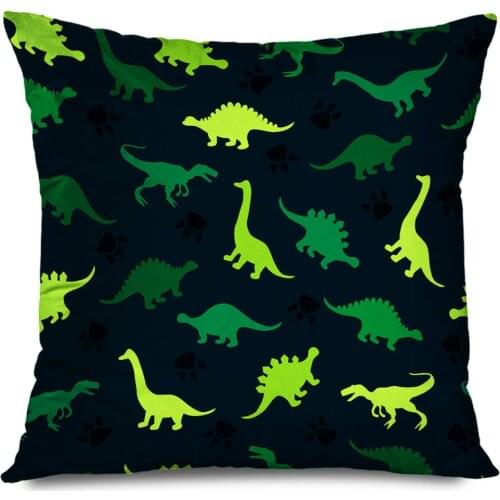 Throw Pillow Cover Square 18x18 Footprints Cute Kids Pattern Girls Boys Creative Colorful Abstract Dinosaur Simple Baby Chaotic