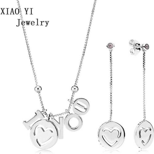 XIAOYI 2020 New 100% S925 Classic smile happy I love you zirconium stud necklace high quality party jewelry Suitable female