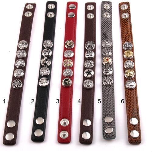 New Arrival Fashion 3pc/set Metal Button Dark Brown Leather Bracelets For Women Leather Wrap Bracelet