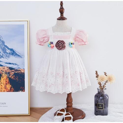 Baby Girls Clothes Summer New Spanish Girl Dress Lace Appliques Sweet Cute Dress Turkey Vintage Princess Dress For Girls Y3223