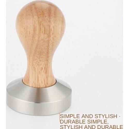 Stainless steel powder press coffee fixed force powder press bar powder presser Italian wooden handle solid press hammer