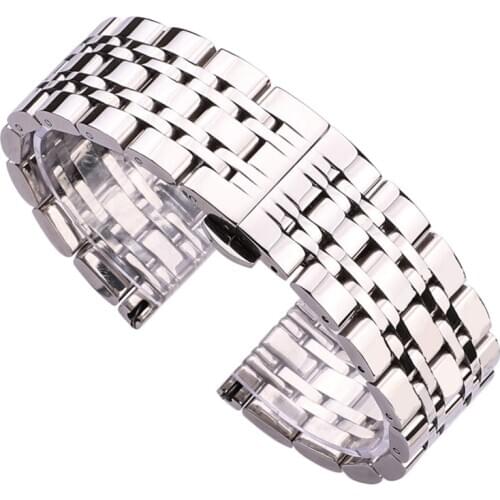 Stainless Steel Watchband Bracelet 20mm 22mm Men Metal Polished Watch Band Strap Clocks Accessories