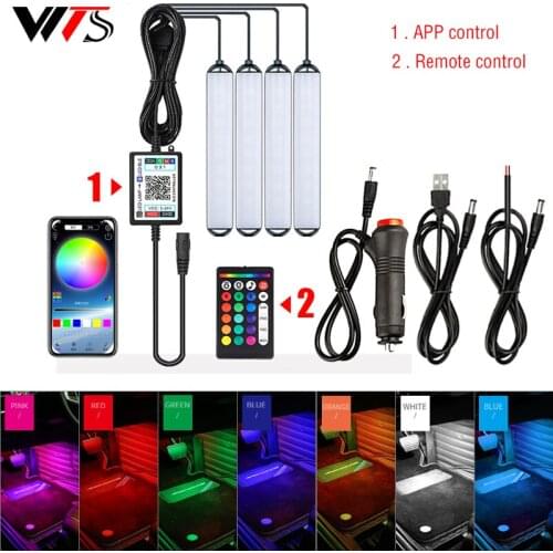 RGB LED Bulb Car Interior Ambient Lights With USB Wireless Remote APP Music Control Multiple Modes Lighting Decorative Auto Lamp