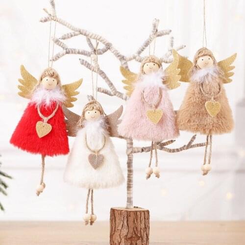 Christmas Decoration Sundries Pendant Christmas Cute Love Plush Feather Angel Christmas Tree Creative Hanging Pieces
