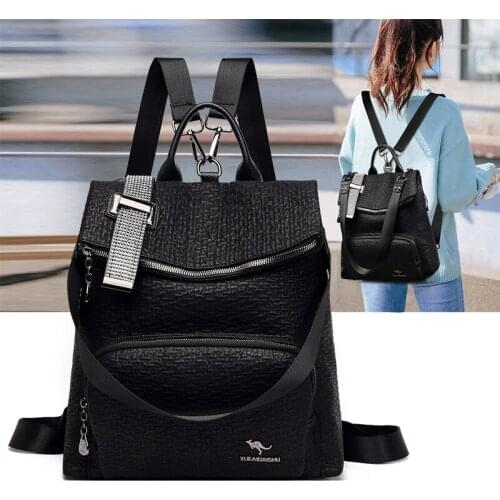 Female Leather Shoulder Bags School Bag for Teenage Girls Travel Back Pack Sac A Dos Femme Summer Women Multifunctional Backpack