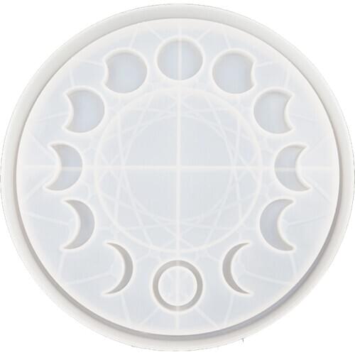 Star Moon Clock Dial Crystal Epoxy Resin Mold Lunar Eclipse Moon Phase Ornament Plate Silicone Mould DIY Crafts Making Tool