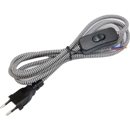 2.5m 220V Power Cords With Euro Plug And Switch Textile Cable Cord For Table Light