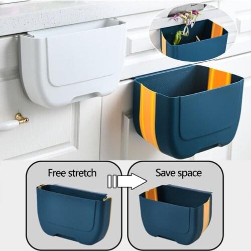 Folding Trash Can Kitchen Cabinet Storage Car Trash Can Home Office Storage Plastic Wall Mounted Classification Storage Box