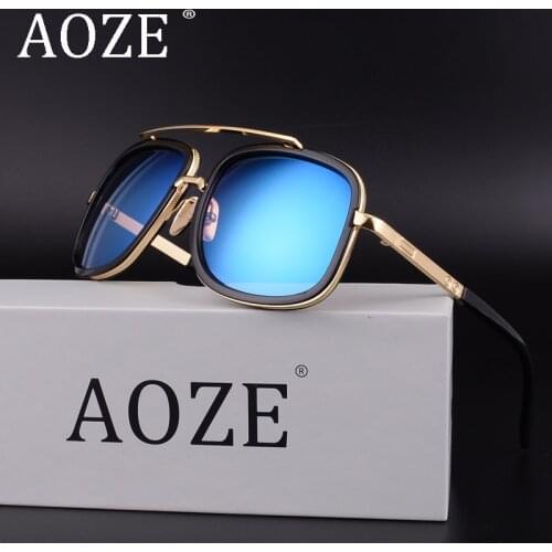 AOZE Oversized Retro Brand Steampunk Sunglasses UV400 Men Women Pink Mirror Sun Glasses Anti UVA Goggles D1828