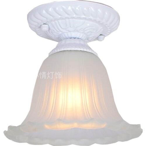 Country Rustic Balcony Ceiling Light Glass Lampshade Entrance Lights European Pastoral Corridor Hallway Ceiling Lamp